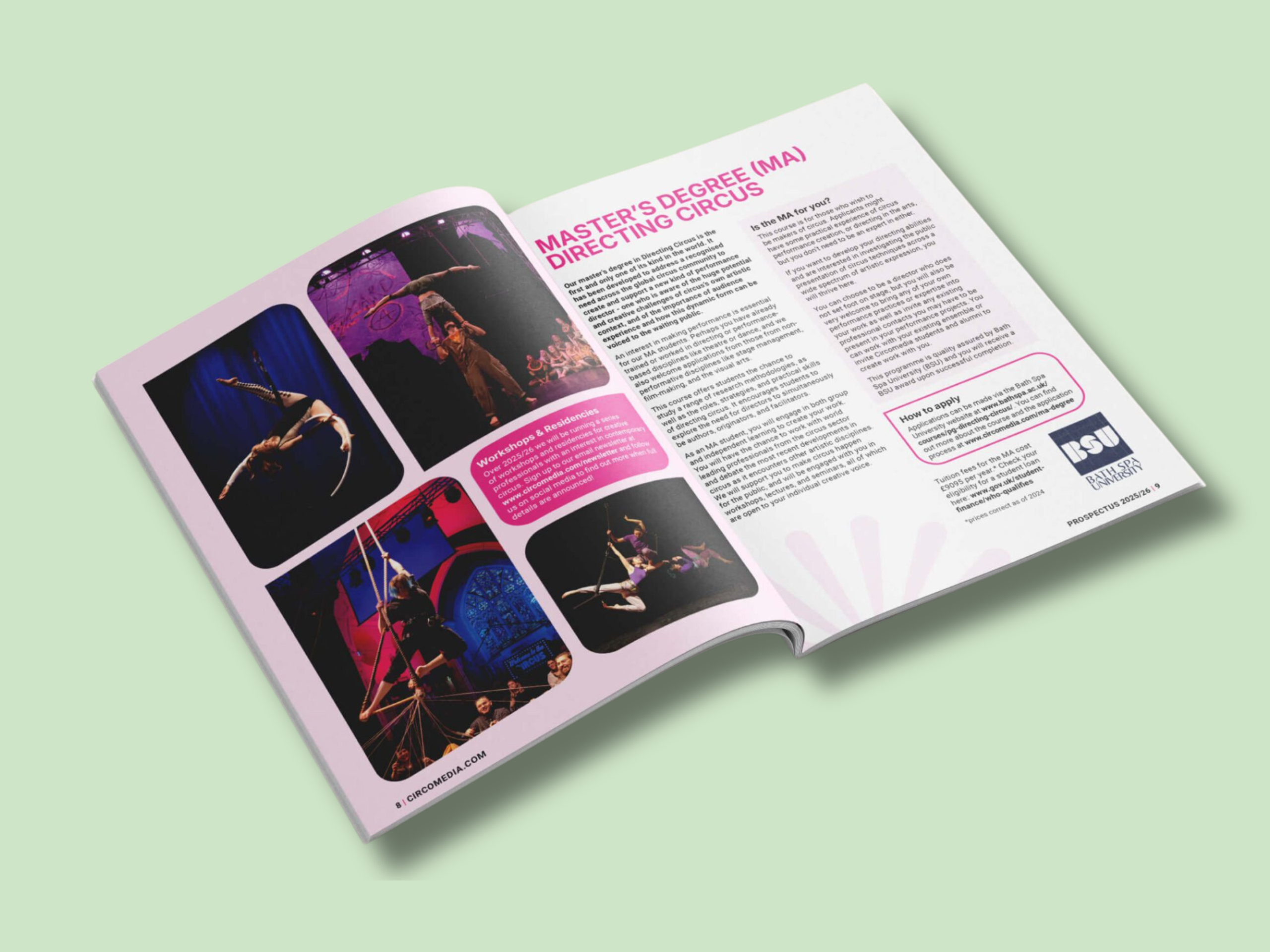 A mock-up showing the spread of the Circomedia prospectus.