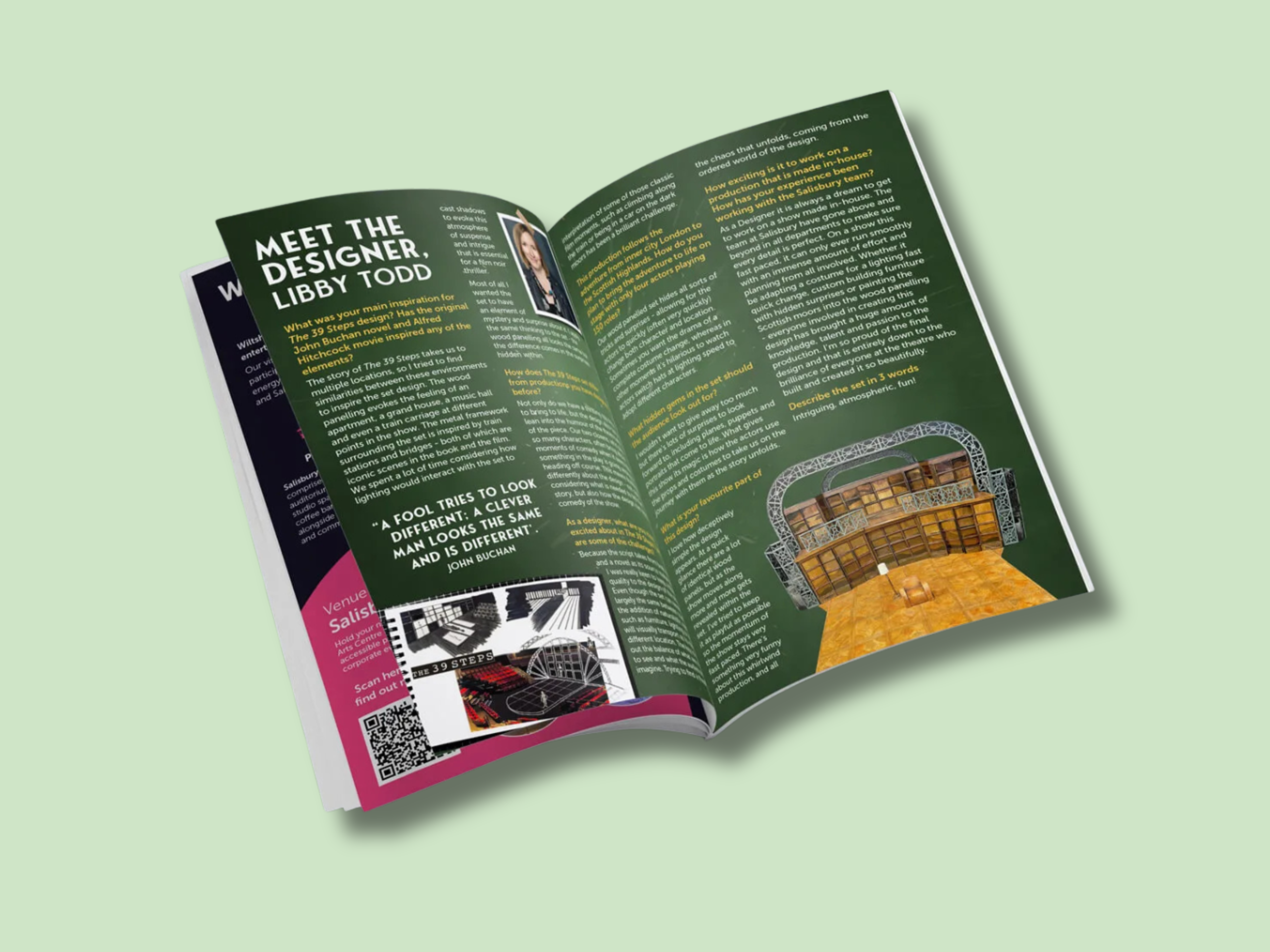 A mock-up of the inside spread of a theatre show programme