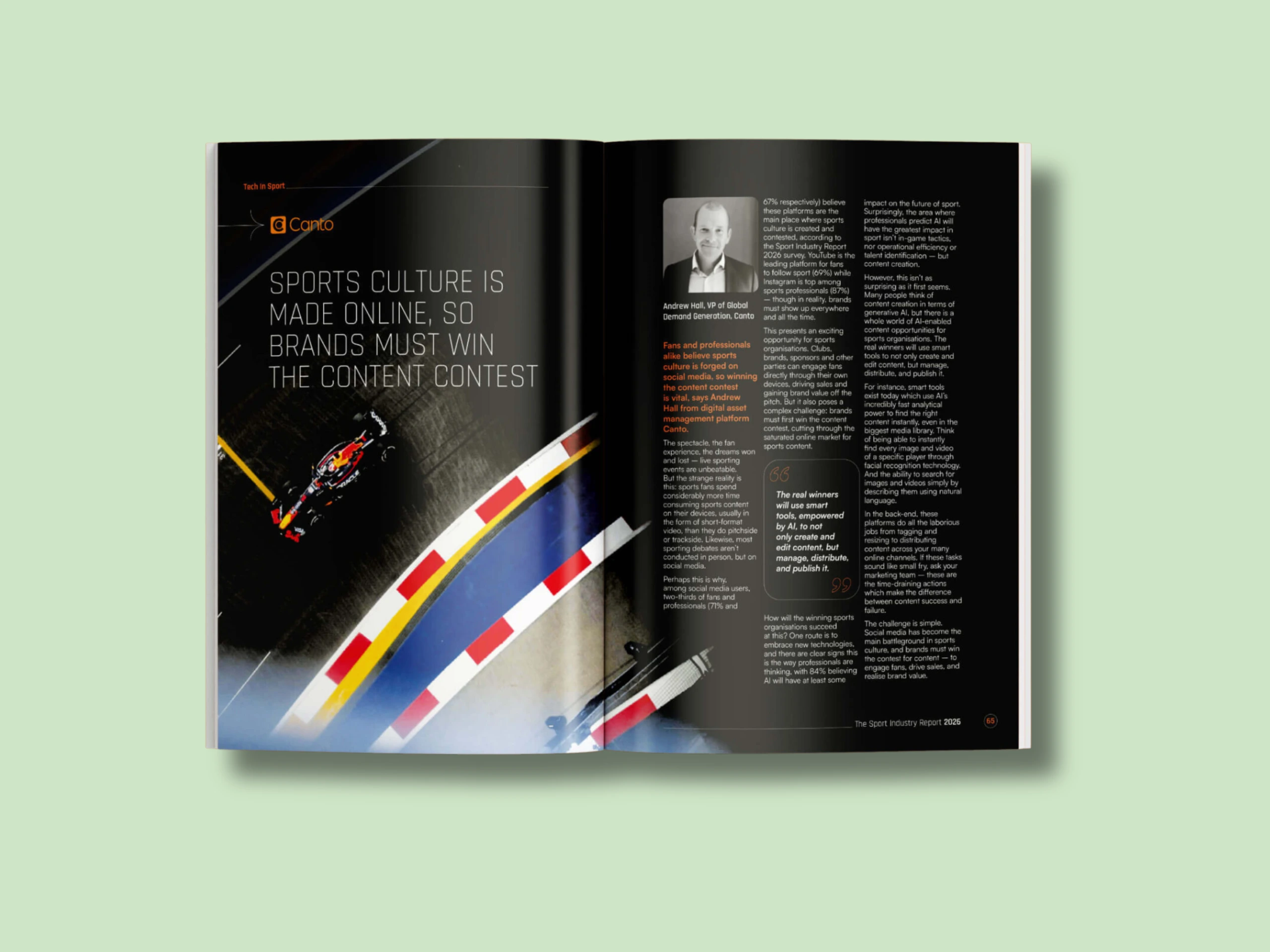 A mock-up showing the double page spread of an annual report.