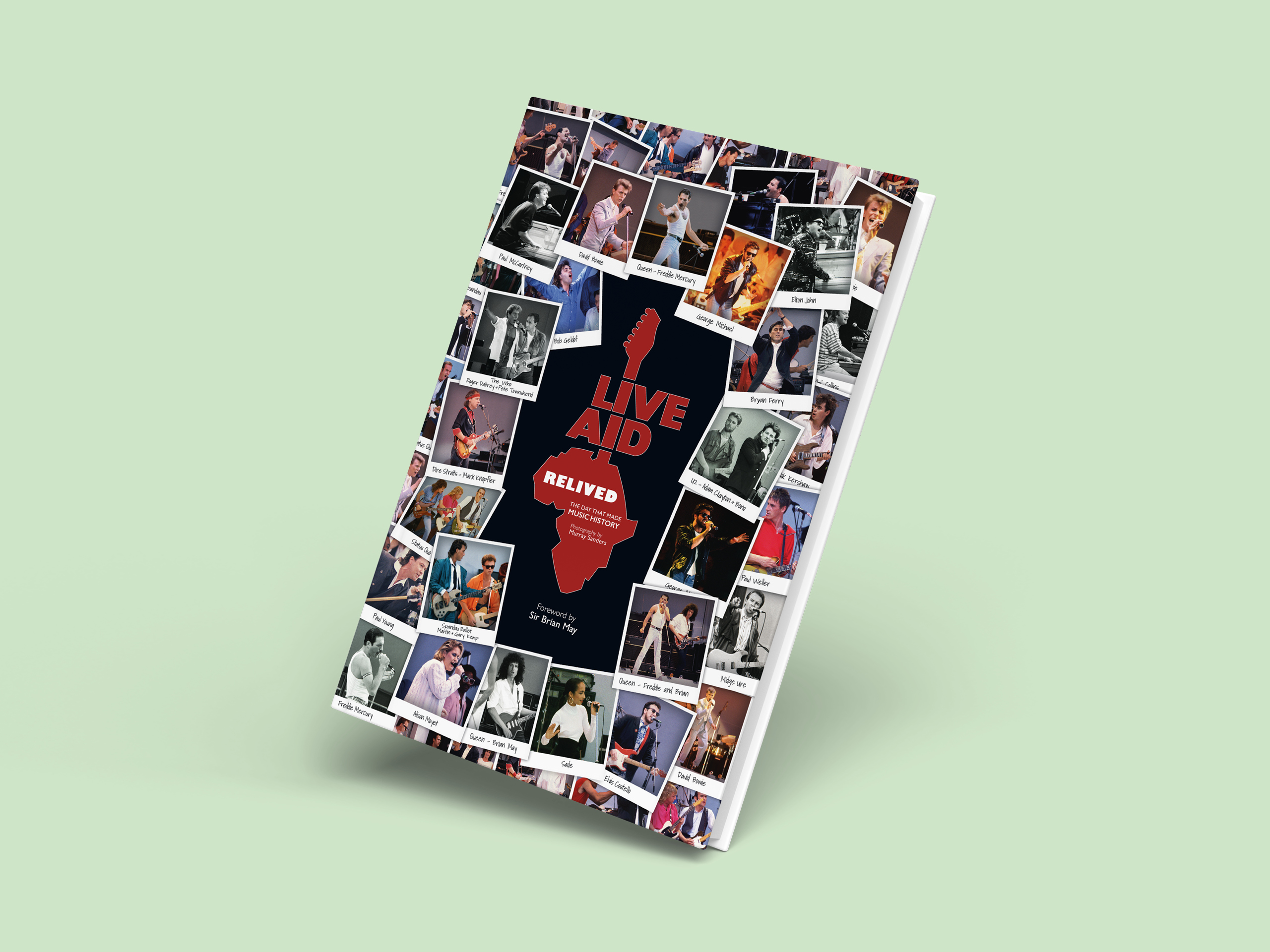A mock-up showing the Live Aid Book cover.