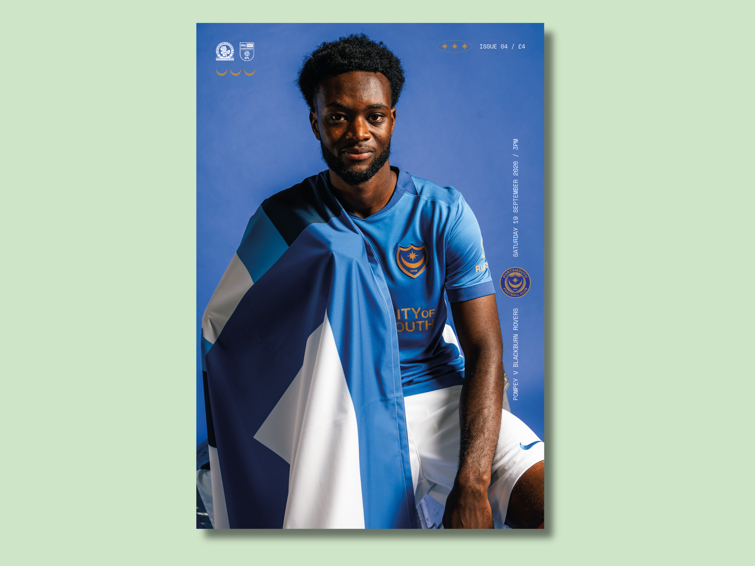 Front cover of the Portsmouth fc vs Blackburn cover.